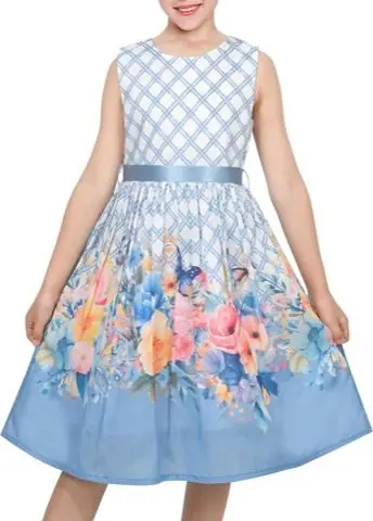 Sky Blue Floral Dress, product photo