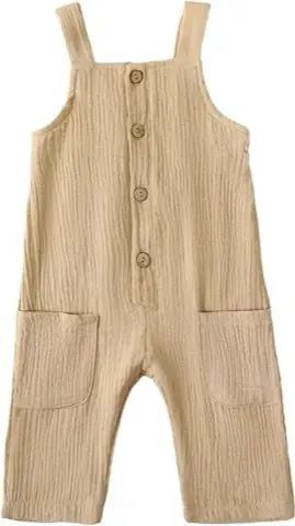 Khaki Gauze Overalls, product photo