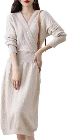 Beige Knit Midi Dress, product photo