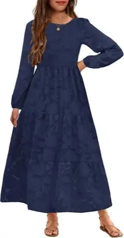 Navy Tonal-Floral Maxi Dress, product photo