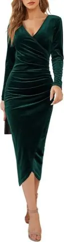 Emerald Velvet Wrap Dress, product photo