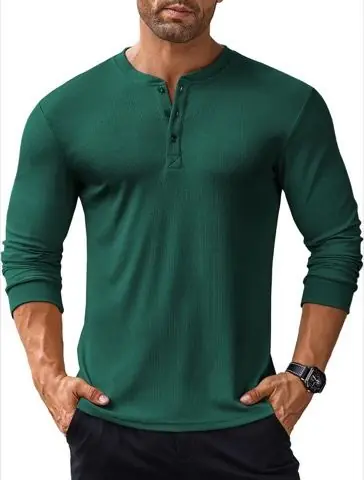 Dark Green Henley, product photo