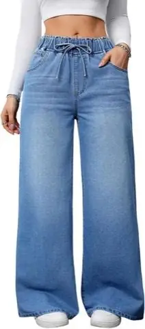 Light-Wash Wide-Leg Jeans, product photo